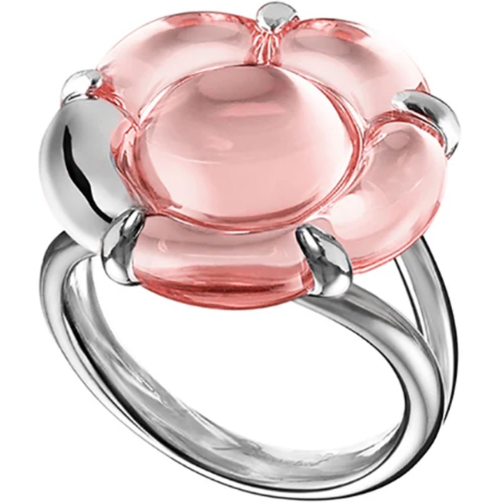NWT- Baccarat B Flower 🌺 Small Crystal Ring -Light Pink SZ 7